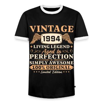 Vintage 1994 Jahrgang 30 Geburtstags - Männer Kontrast-T-Shirt - Schwarz/Weiß - Vorne - AI Model Female 172 light (172cm) & AI Model Male 178 light (178cm)