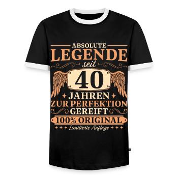 40 Geburtstag Vintage Legende seit 40 Jahren - Männer Kontrast-T-Shirt - Schwarz/Weiß - Vorne - AI Model Female 172 light (172cm) & AI Model Male 178 light (178cm)