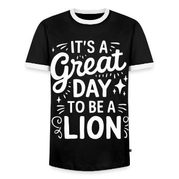 Lion Lion Animal Africa - Men's Ringer Shirt - black/white - Front - AI Model Female 172 light (172cm) & AI Model Male 178 light (178cm)