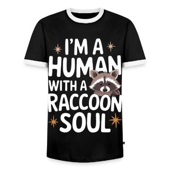 Raccoon - Men's Ringer Shirt - black/white - Front - AI Model Female 172 light (172cm) & AI Model Male 178 light (178cm)