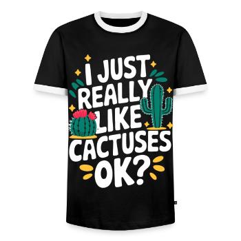 Cactus Cacti Desert Plant - Men's Ringer Shirt - black/white - Front - AI Model Female 172 light (172cm) & AI Model Male 178 light (178cm)