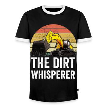 Excavator Construction Worker - Men's Ringer Shirt - black/white - Front - AI Model Female 172 light (172cm) & AI Model Male 178 light (178cm)