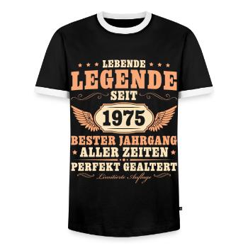 Vintage 1975 Bester Jahrgang Geburtstag - Männer Kontrast-T-Shirt - Schwarz/Weiß - Vorne - AI Model Female 172 light (172cm) & AI Model Male 178 light (178cm)