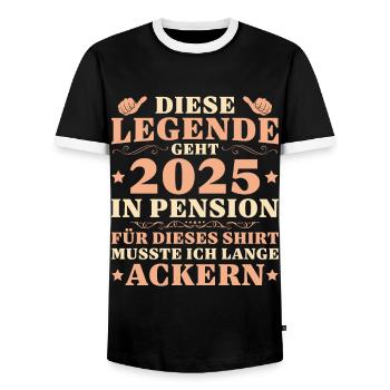 Pensionär 2025 Rentenalter Beamter in Pension - Männer Kontrast-T-Shirt - Schwarz/Weiß - Vorne - AI Model Female 172 light (172cm) & AI Model Male 178 light (178cm)