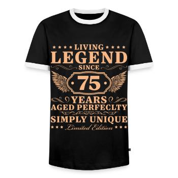 75 Jahre Vintage Einzigartig 75. Geburtstag - Männer Kontrast-T-Shirt - Schwarz/Weiß - Vorne - AI Model Female 172 light (172cm) & AI Model Male 178 light (178cm)