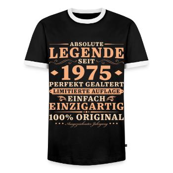 1975 Jahrgang Perfekt Gealtert Vintage Geburtstag - Männer Kontrast-T-Shirt - Schwarz/Weiß - Vorne - AI Model Female 172 light (172cm) & AI Model Male 178 light (178cm)