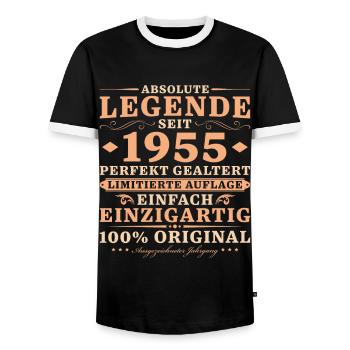 1955 Jahrgang Perfekt Gealtert Vintage Geburtstag - Männer Kontrast-T-Shirt - Schwarz/Weiß - Vorne - AI Model Female 172 light (172cm) & AI Model Male 178 light (178cm)