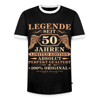 50 Jahre Einfach Einmalig 50. Geburtstag - Männer Kontrast-T-Shirt - Schwarz/Weiß - Vorne - AI Model Female 172 light (172cm) & AI Model Male 178 light (178cm)