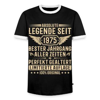 Jahrgang 1975 Perfekt Gealtert 50. Geburtstag - Männer Kontrast-T-Shirt - Schwarz/Weiß - Vorne - AI Model Female 172 light (172cm) & AI Model Male 178 light (178cm)