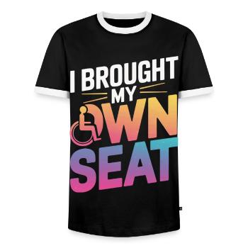 Wheelchair Wheelchair Disabled Humor - Men's Ringer Shirt - black/white - Front - AI Model Female 172 light (172cm) & AI Model Male 178 light (178cm)