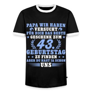 43 Jahre alt Papa 43. Geburtstag Geschenk - Männer Kontrast-T-Shirt - Schwarz/Weiß - Vorne - AI Model Female 172 light (172cm) & AI Model Male 178 light (178cm)