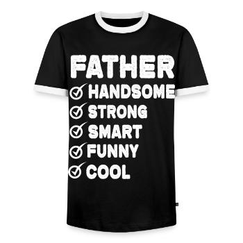 Father - Männer Kontrast-T-Shirt - Schwarz/Weiß - Vorne - AI Model Female 172 light (172cm) & AI Model Male 178 light (178cm)