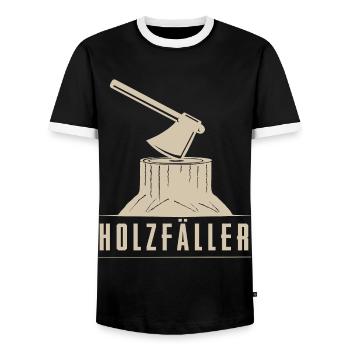 Holzfäller - Männer Kontrast-T-Shirt - Schwarz/Weiß - Vorne - AI Model Female 172 light (172cm) & AI Model Male 178 light (178cm)
