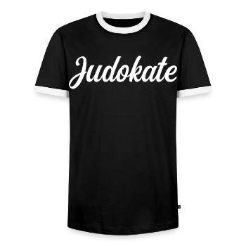 Judokate Arts Martiaux Combat Judo Sportif Force - T-shirt contrasté Homme - noir/blanc - Devant - AI Model Female 172 light (172cm) & AI Model Male 178 light (178cm)