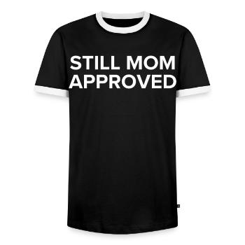 Still Mom Approved - Men's Ringer Shirt - black/white - Front - AI Model Female 172 light (172cm) & AI Model Male 178 light (178cm)