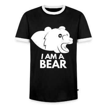 Ours je suis un ours - T-shirt contrasté Homme - noir/blanc - Devant - AI Model Female 172 light (172cm) & AI Model Male 178 light (178cm)