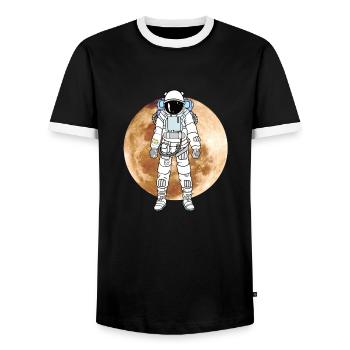 Astronaut Mond Mondlandung Nasa - Männer Kontrast-T-Shirt - Schwarz/Weiß - Vorne - AI Model Female 172 light (172cm) & AI Model Male 178 light (178cm)