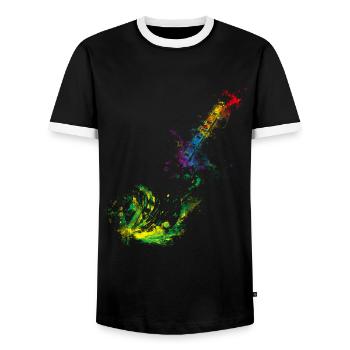 Bunte Gitarre Musiker Geschenkidee für Gitarristen - Männer Kontrast-T-Shirt - Schwarz/Weiß - Vorne - AI Model Female 172 light (172cm) & AI Model Male 178 light (178cm)
