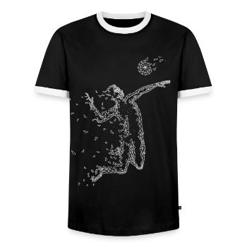 Volleyball - Men's Ringer Shirt - black/white - Front - AI Model Female 172 light (172cm) & AI Model Male 178 light (178cm)