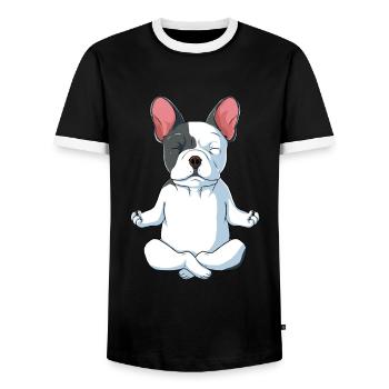 Französische Bulldogge French Bulldog Geschenk - Männer Kontrast-T-Shirt - Schwarz/Weiß - Vorne - AI Model Female 172 light (172cm) & AI Model Male 178 light (178cm)
