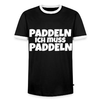 Paddeln ich muss paddeln - Männer Kontrast-T-Shirt - Schwarz/Weiß - Vorne - AI Model Female 172 light (172cm) & AI Model Male 178 light (178cm)