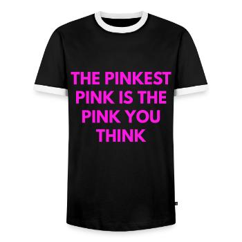 the pinkest pink is the pink you think - Männer Kontrast-T-Shirt - Schwarz/Weiß - Vorne - AI Model Female 172 light (172cm) & AI Model Male 178 light (178cm)