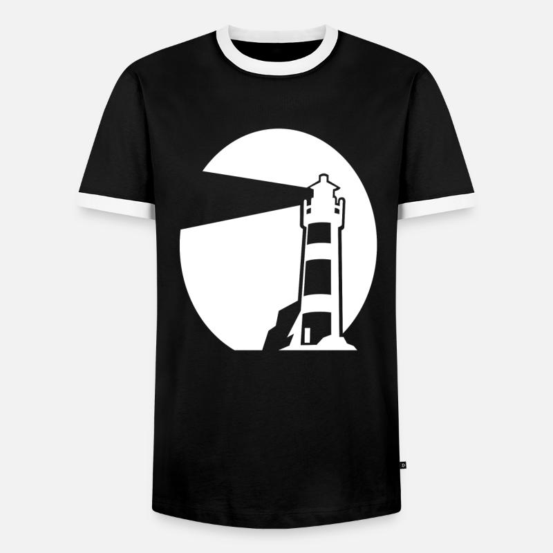 Leuchtturm - Männer Kontrast-T-Shirt - Schwarz/Weiß