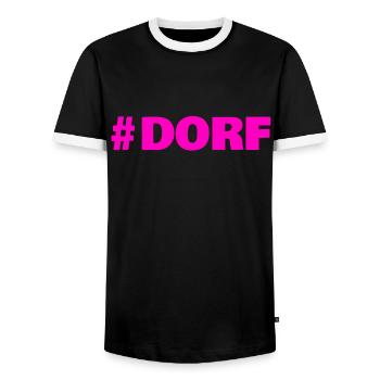 #Dorf - Männer Kontrast-T-Shirt - Schwarz/Weiß - Vorne - AI Model Female 172 light (172cm) & AI Model Male 178 light (178cm)