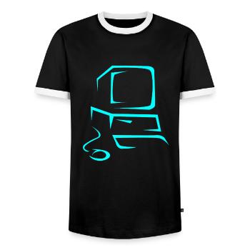 Ordinateur - T-shirt contrasté Homme - noir/blanc - Devant - AI Model Female 172 light (172cm) & AI Model Male 178 light (178cm)
