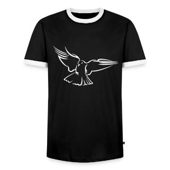 colombe de la paix - T-shirt contrasté Homme - noir/blanc - Devant - AI Model Female 172 light (172cm) & AI Model Male 178 light (178cm)