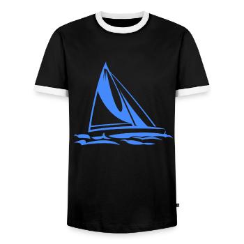 Segelboot - Männer Kontrast-T-Shirt - Schwarz/Weiß - Vorne - AI Model Female 172 light (172cm) & AI Model Male 178 light (178cm)