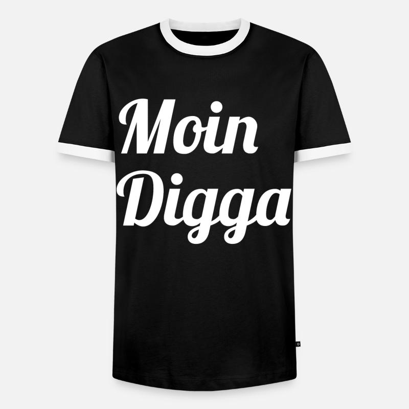 Moin Digga - Männer Kontrast-T-Shirt - Schwarz/Weiß