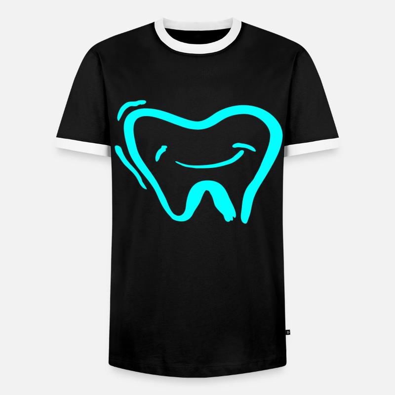 Zahn - Männer Kontrast-T-Shirt - Schwarz/Weiß