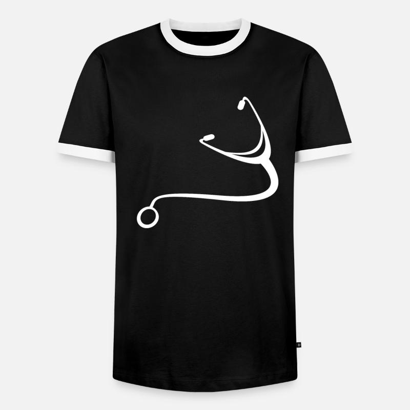 stethoscope - Men's Ringer Shirt - black/white