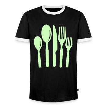 kitchen Cutlery - Men's Ringer Shirt - black/white - Front - AI Model Female 172 light (172cm) & AI Model Male 178 light (178cm)