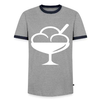 sundae - Men's Ringer Shirt - grey/navy  - Front - AI Model Female 172 light (172cm) & AI Model Male 178 light (178cm)