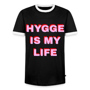 Hygge Is My Life - Männer Kontrast-T-Shirt - Schwarz/Weiß - Vorne - AI Model Female 172 light (172cm) & AI Model Male 178 light (178cm)