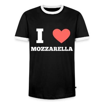 I love Mozzarella - Männer Kontrast-T-Shirt - Schwarz/Weiß - Vorne - AI Model Female 172 light (172cm) & AI Model Male 178 light (178cm)