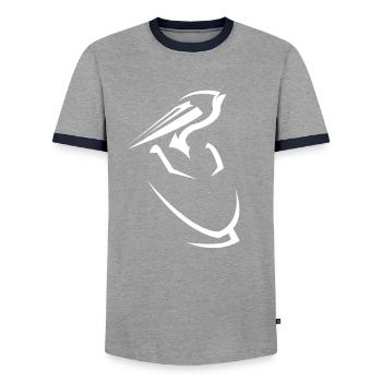 Conception de pélican - T-shirt contrasté Homme - gris/marine  - Devant - AI Model Female 172 light (172cm) & AI Model Male 178 light (178cm)