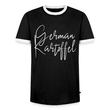 German Kartoffel - Männer Kontrast-T-Shirt - Schwarz/Weiß - Vorne - AI Model Female 172 light (172cm) & AI Model Male 178 light (178cm)