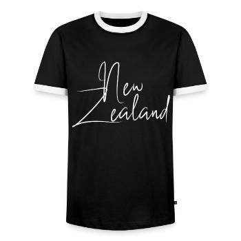 Nouvelle-Zélande - T-shirt contrasté Homme - noir/blanc - Devant - AI Model Female 172 light (172cm) & AI Model Male 178 light (178cm)