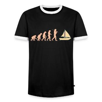 Evolution Sailboat Sailing Ship Sailing Sailing Ship - Men's Ringer Shirt - black/white - Front - AI Model Female 172 light (172cm) & AI Model Male 178 light (178cm)