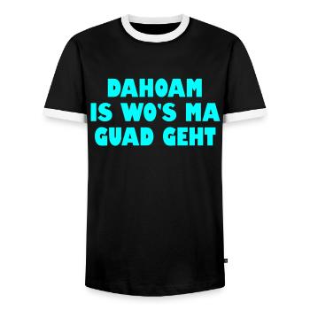 Dahoam is wos ma guad geht - Männer Kontrast-T-Shirt - Schwarz/Weiß - Vorne - AI Model Female 172 light (172cm) & AI Model Male 178 light (178cm)