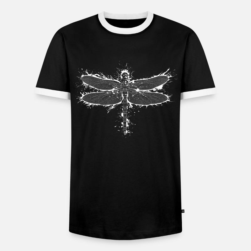 Libelle - Männer Kontrast-T-Shirt - Schwarz/Weiß