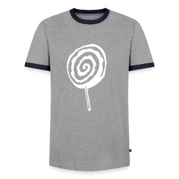 Lolli Lollipop - Men's Ringer Shirt - grey/navy  - Front - AI Model Female 172 light (172cm) & AI Model Male 178 light (178cm)