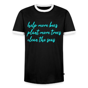 nature conservation - Men's Ringer Shirt - black/white - Front - AI Model Female 172 light (172cm) & AI Model Male 178 light (178cm)