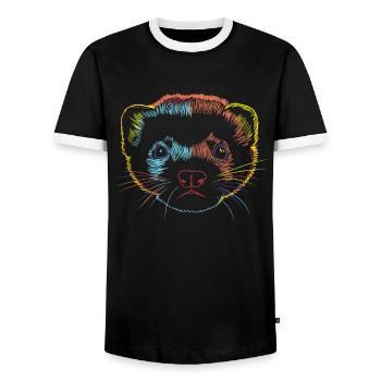 Furets - T-shirt contrasté Homme - noir/blanc - Devant - AI Model Female 172 light (172cm) & AI Model Male 178 light (178cm)