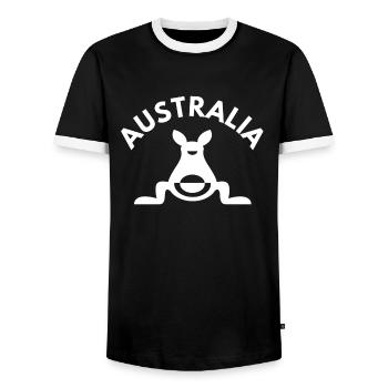australia - Men's Ringer Shirt - black/white - Front - AI Model Female 172 light (172cm) & AI Model Male 178 light (178cm)