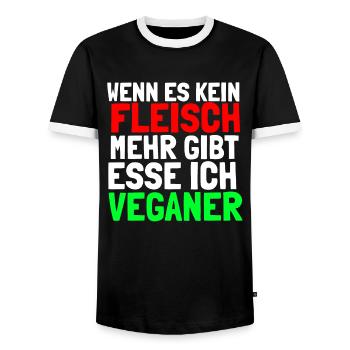 Wenn es kein Fleisch mehr gibt esse ich Veganer - Männer Kontrast-T-Shirt - Schwarz/Weiß - Vorne - AI Model Female 172 light (172cm) & AI Model Male 178 light (178cm)