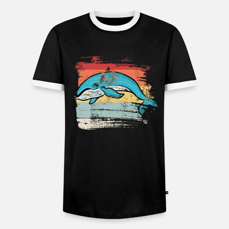 Retro Wal - Männer Kontrast-T-Shirt - Schwarz/Weiß